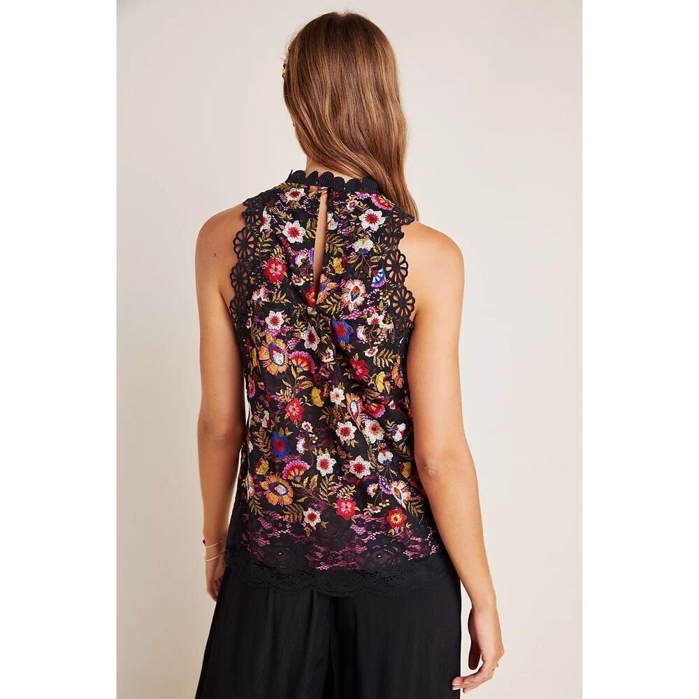 Anthropologie Maeve Kirstie Embroidered Peplum Blouse Size 8